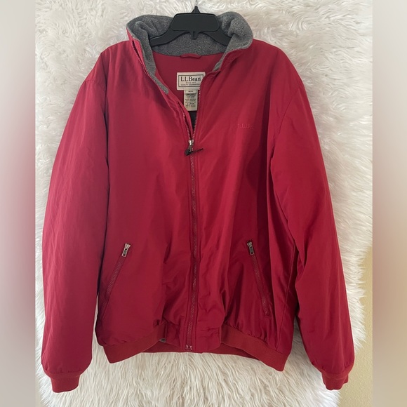 L.L. Bean Mens Vintage Nylon Full Zip Fleece Lined Red Jacket. Size XLT - Picture 3 of 14